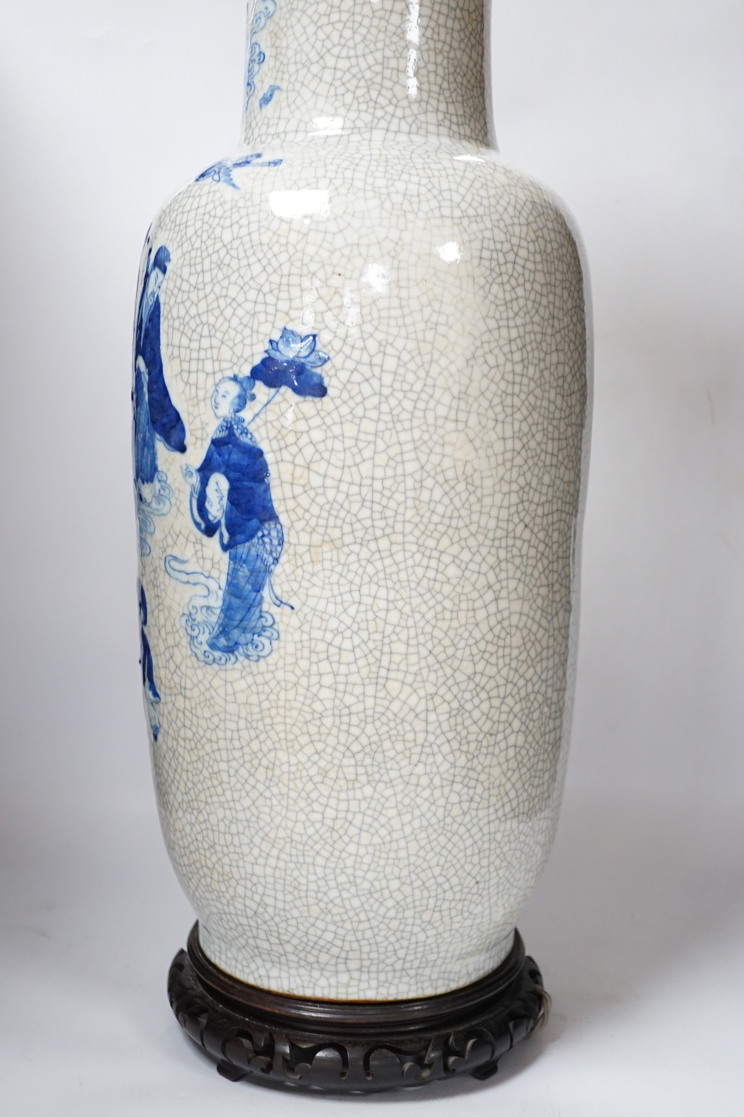 A Chinese crackle-glazed table/floor lamp, tallest 75cm total height
